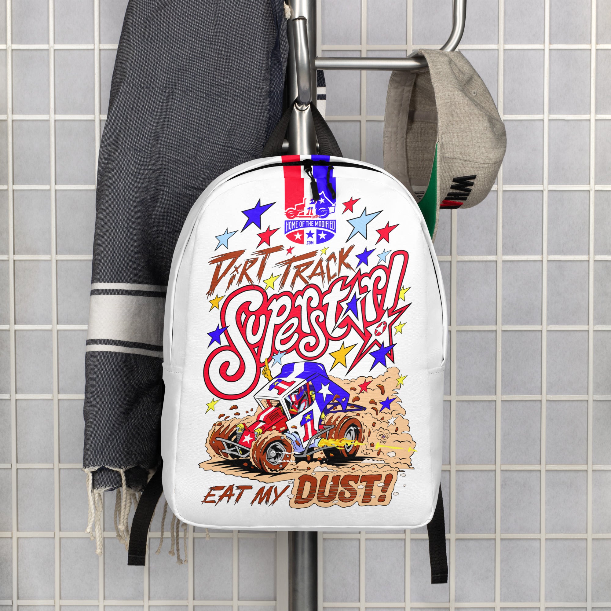 Dirt Track Superstar! Minimalist Backpack (Red, White and Blue)