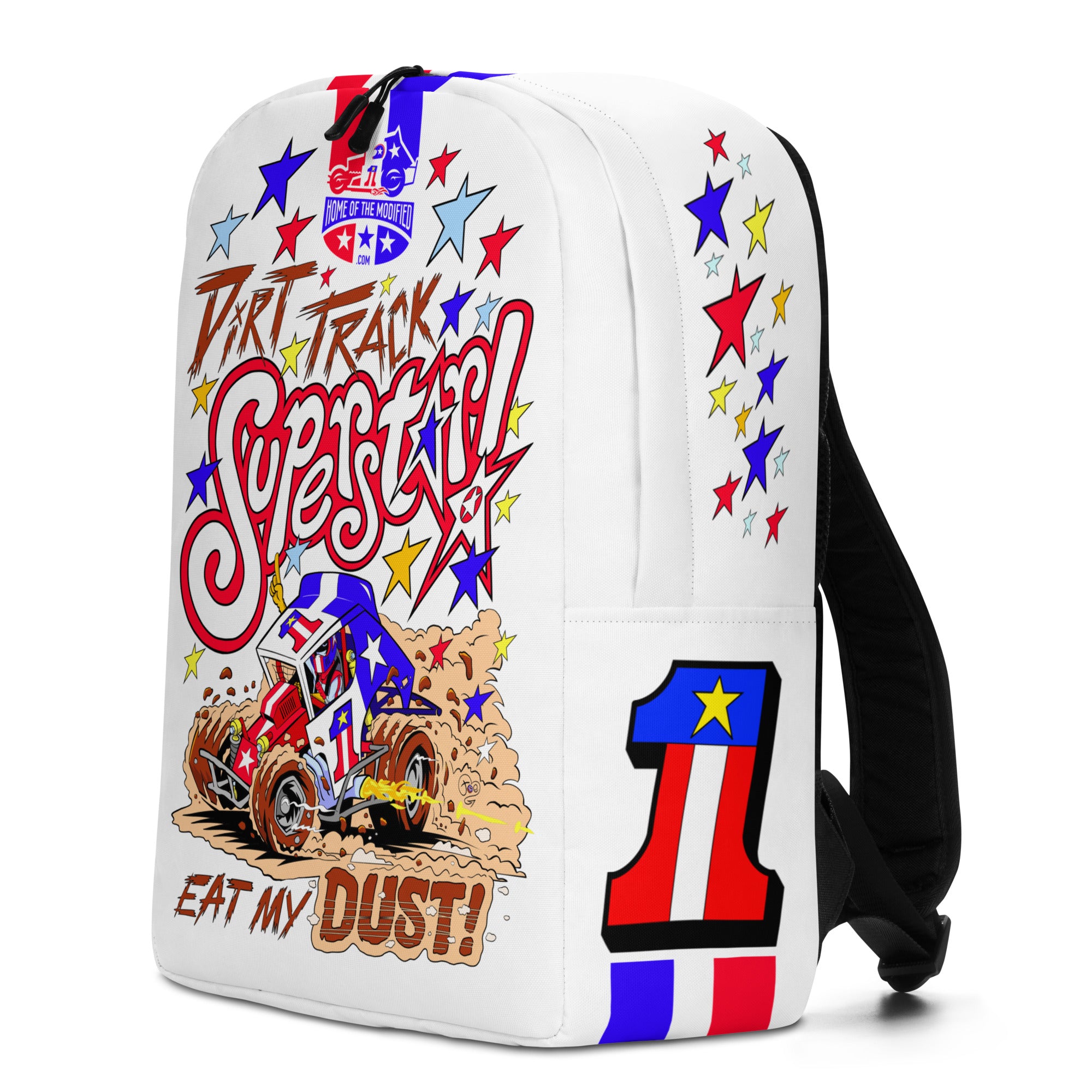 Dirt Track Superstar! Minimalist Backpack (Red, White and Blue)